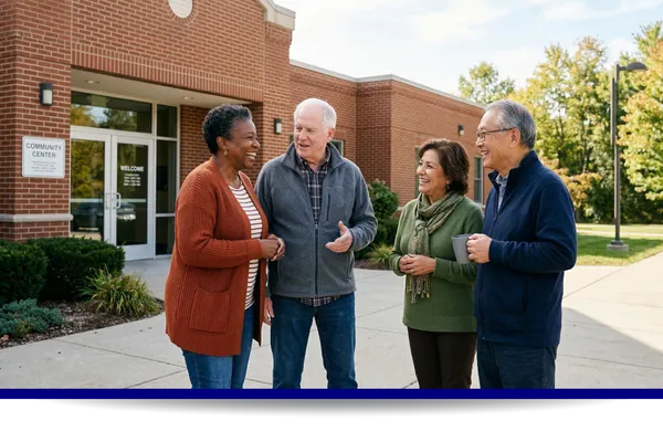 Retirement educators speaking with a community group