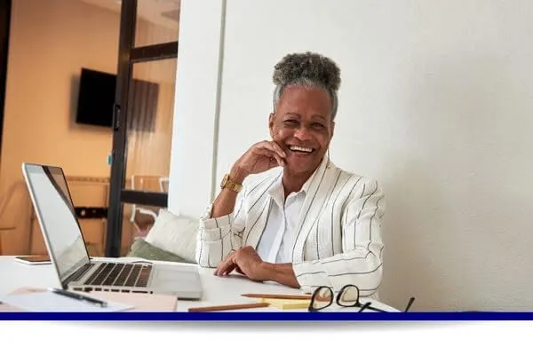 Employee reviewing retirement information