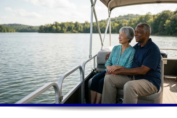 Older couple on a boat