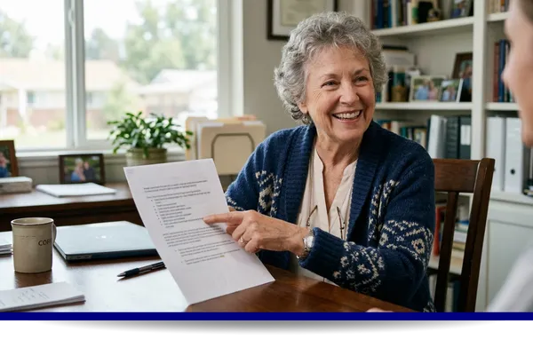 Older person reviewing a document